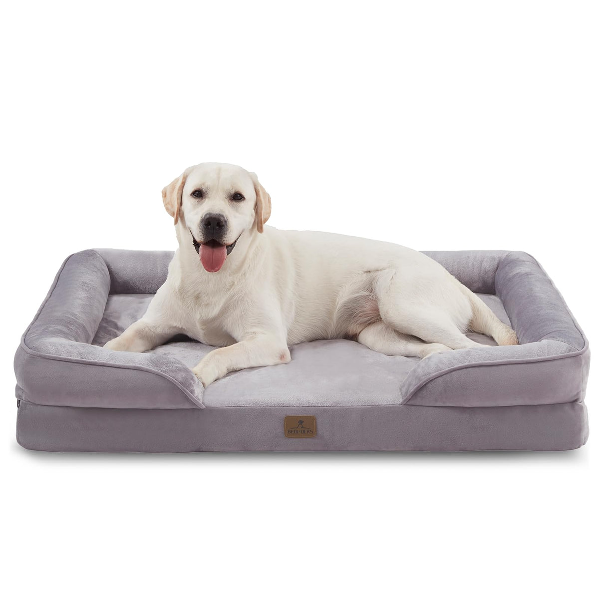Bedfolks Orthopedic Dog Bed, Big Waterproof Dog Sofa Bed for Large Dogs, Egg Foam Pet Couch Bed with Removable Washable Cover and Nonslip Bottom, Black