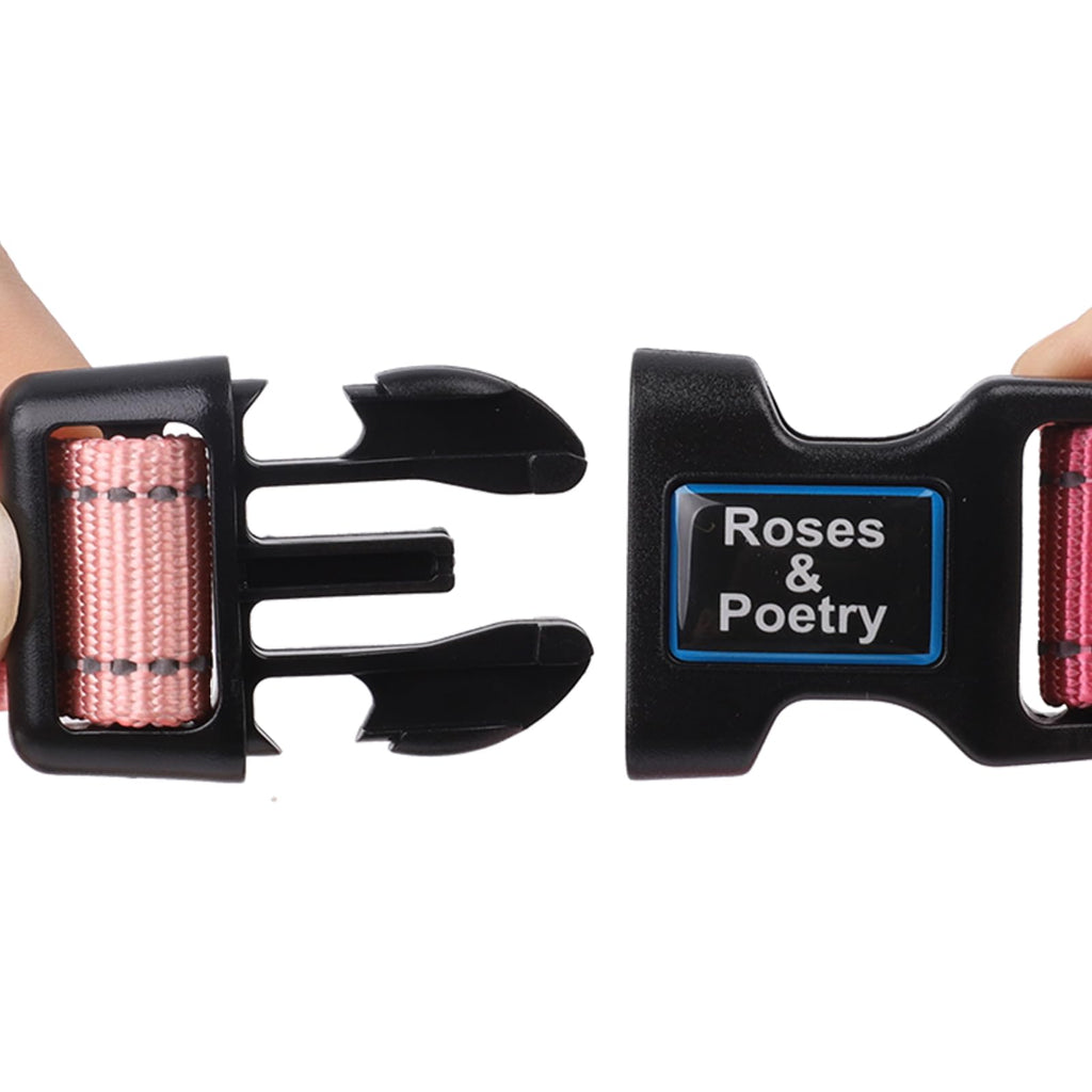 Roses&Poetry Medium Dog Collar, Pink Gradient, Reflective, Adjustable, Durable Polyester, Suitable for Medium Dogs