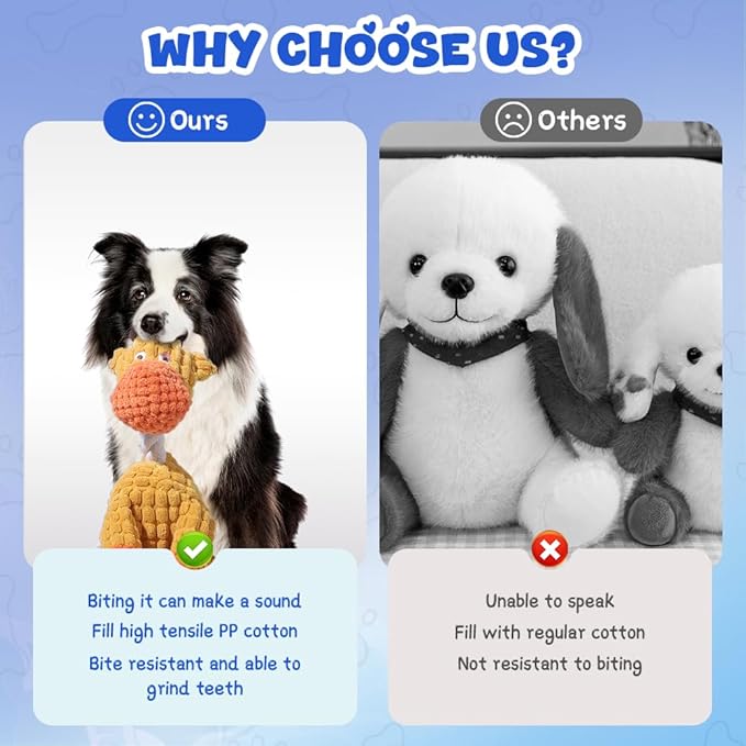 2025 New Dog Toys, Indestructible Plush Dog Toy, Dogs Toys for Aggressive Chewers, Dogs Squeaky Chew Toy for Indoor Pups Teething (Green+Blue)