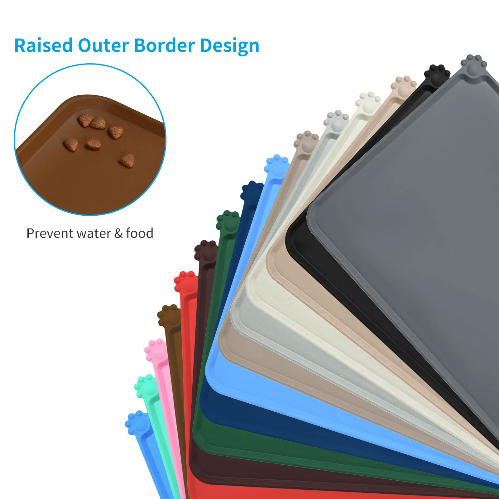 AUDWUD Waterproof Silicone Pet Feeding Mats,Anti Slip Dog Food Bowl Pad