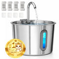 HAJXM Cat Water Fountain, 74oz/2.2L Cat Fountain for Drinking - Pet Water Fountain Stainless Steel for Cats Inside - Quiet Water Bowl Dispenser - Kitty Drinking Fountains - 4 Filters + 4 Sponges