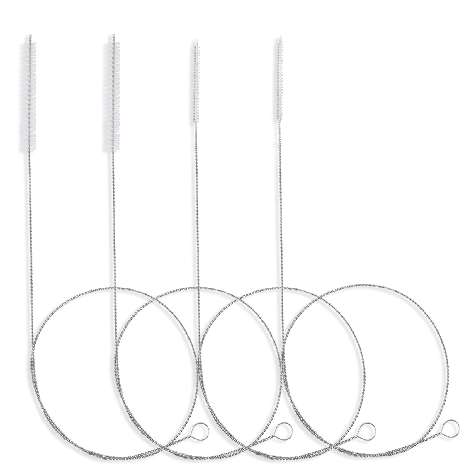 40 Inches Brush Cleaner for Cleaning Straw, Kegerator, Feeding Tube, Siphon Hose, Sunroof Drain, Refrigerator Drain, 4PCS (White)