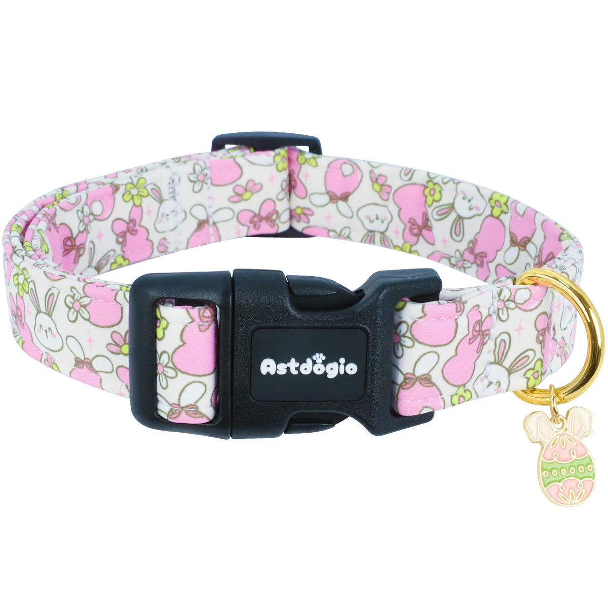 Astdogio Halloween Dog Collar, Fall Dog Collars for Small Dogs, Cute Pink Puppy Collar with Adorable Ghost & Pumpkin Design, Soft Cotton Small Dog Collars Girl Boy Dog Collar-S