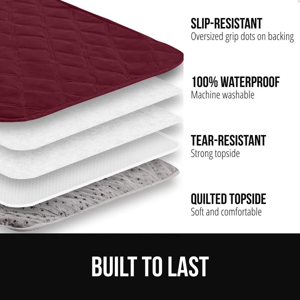 GORILLA GRIP® Waterproof Dog Blanket, Leakproof Couch Cover for Dogs, Silicone Grip Backing, Protects Sofa, Sectional, Bed, Crate, Car & RV, Tear-Resistant Washable Senior Pet Blanket, 30x70 Burgandy