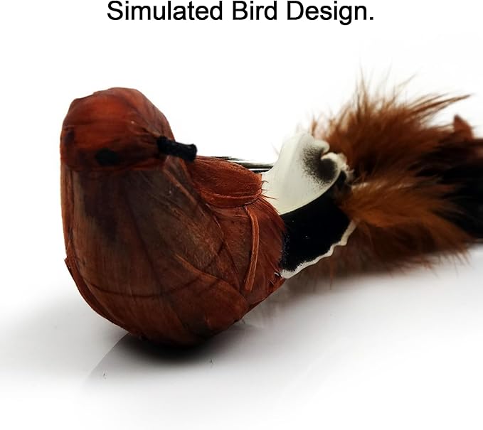 TTcat 2 Pack Realistic Bird Cat Toys, Natural Feather Simulated Bird Kitten Interactive Hunting Play Toy, Lightweight Indoor Cat Exercise Toy for Indoor Cats and Kitten.