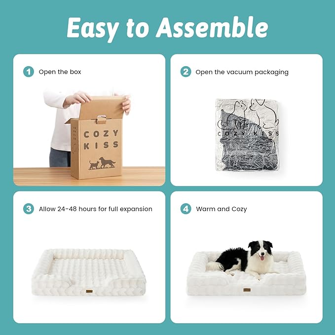 Orthopedic Dog Bed for Medium Small Size Dog, Soft and Warm Faux Fur Sofa for Pet Up to 40 lbs, Foam Bolster Anti-Slip Couch with Washable Removable Cover, M 30x20x6.5 inch, Beige