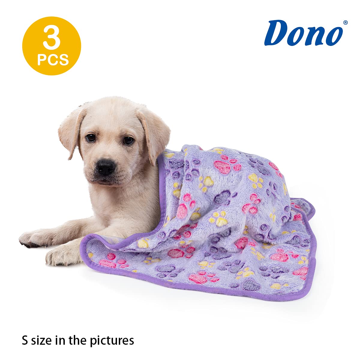 Dono 1 Pack 3 Dog Blankets for Small Dogs, Soft Fluffy Paw Print Pattern Fleece Pet Blanket Warm Sleep Mat, Puppy Kitten Blanket Doggy Mat for Dog Cat Kitten Doggy