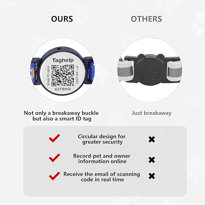 Cat Collar Stars and Moon, Reflective no Bell, Solid & Safe Collars for Cats, Nylon, Kitty Collars, Pet Collar, Breakaway Cat Collar with Smart ID Tags for Boy & Girl,NO APP (Purple)