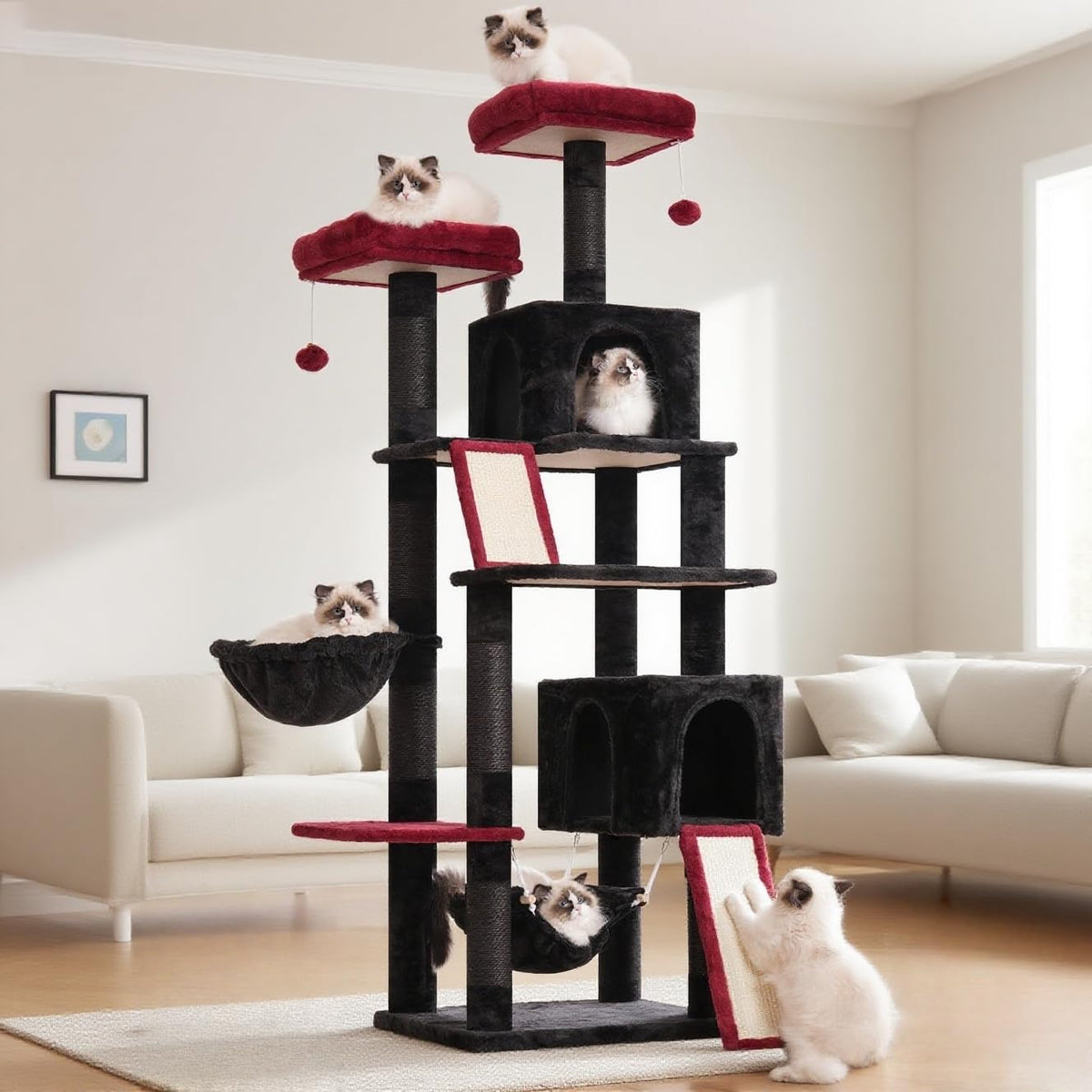 Gitelsnour Cat Tree, 71'' Tower for Large Cat with Scratching Post, GCT032BR