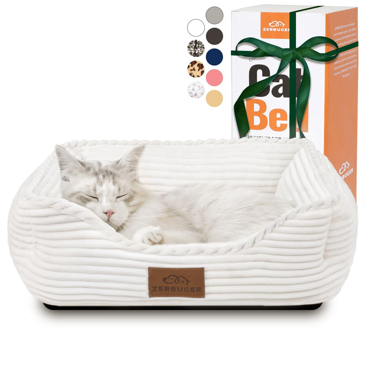 Zerbuger 25in Pink Pattern Rectangle Cat Dog Bed Machine Washable Sofa
