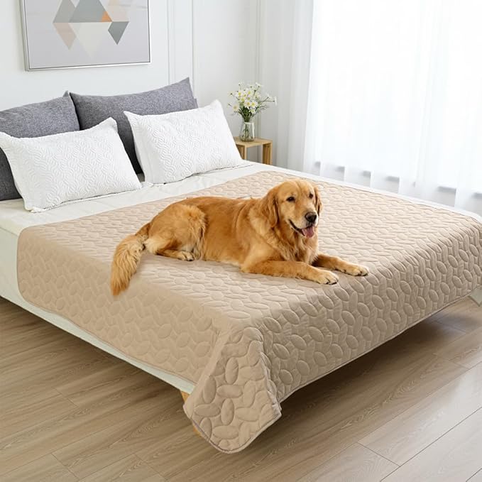 Ameritex Pet Bed Cover Dog Bed Blanket for Sofa and Furniture Waterproof New Pattern Design (52x82 Inch, Beige)