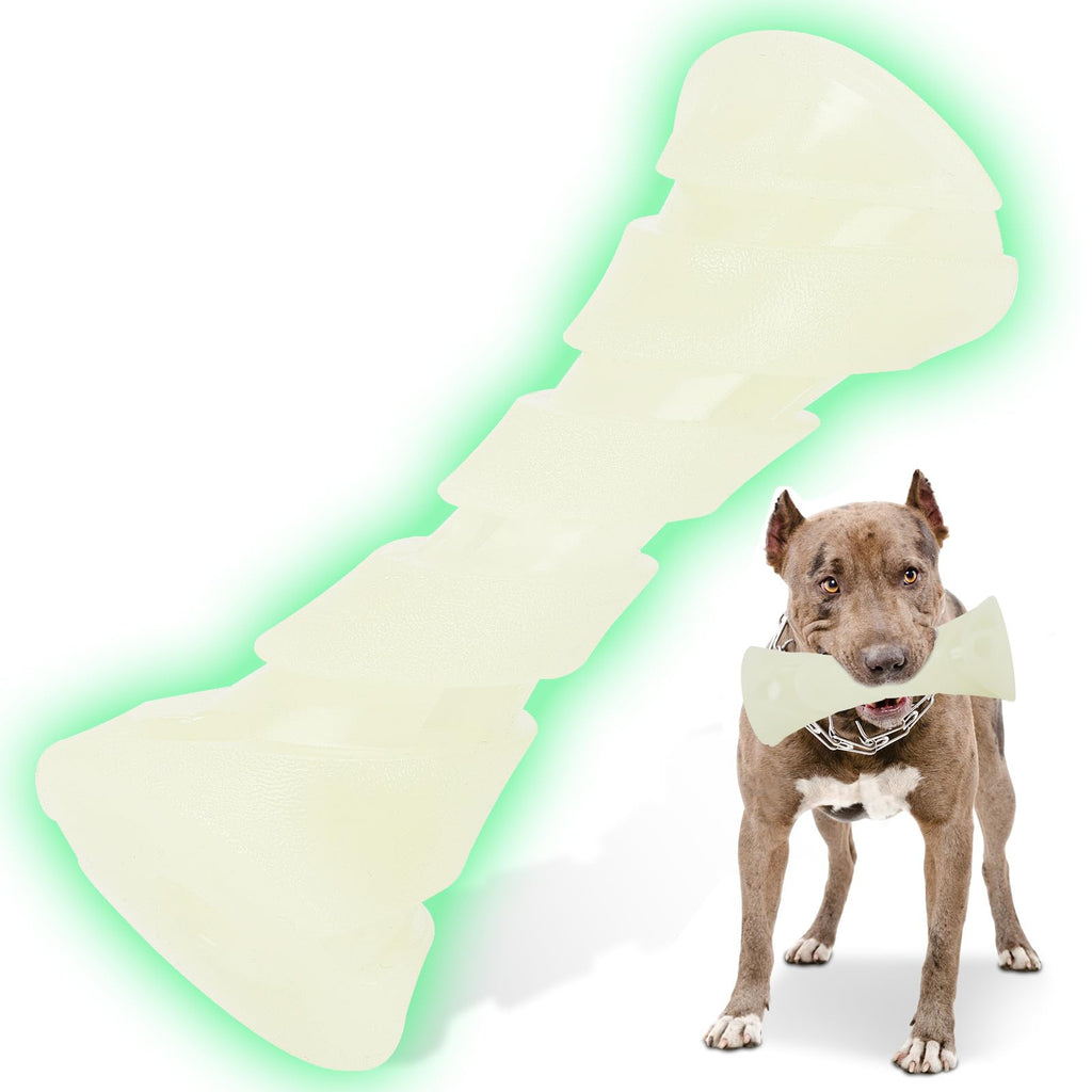 KGPERGU Glow in The Dark Dog Chew Toy, Rubber Dog Toys to Keep Them Busy, Interactive Treat Dispensing Puzzle Toy with Teeth Cleaning, Outdoor Fetch & Nighttime Play