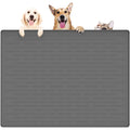 39.4"x29.5" Large Pet Food Mat, Silicone Dog Mats for Food and Water, Nonslip Pet Feeding Mats for Floors,Dog Cat Bowl Mat with Raised Edges, Dark Gray