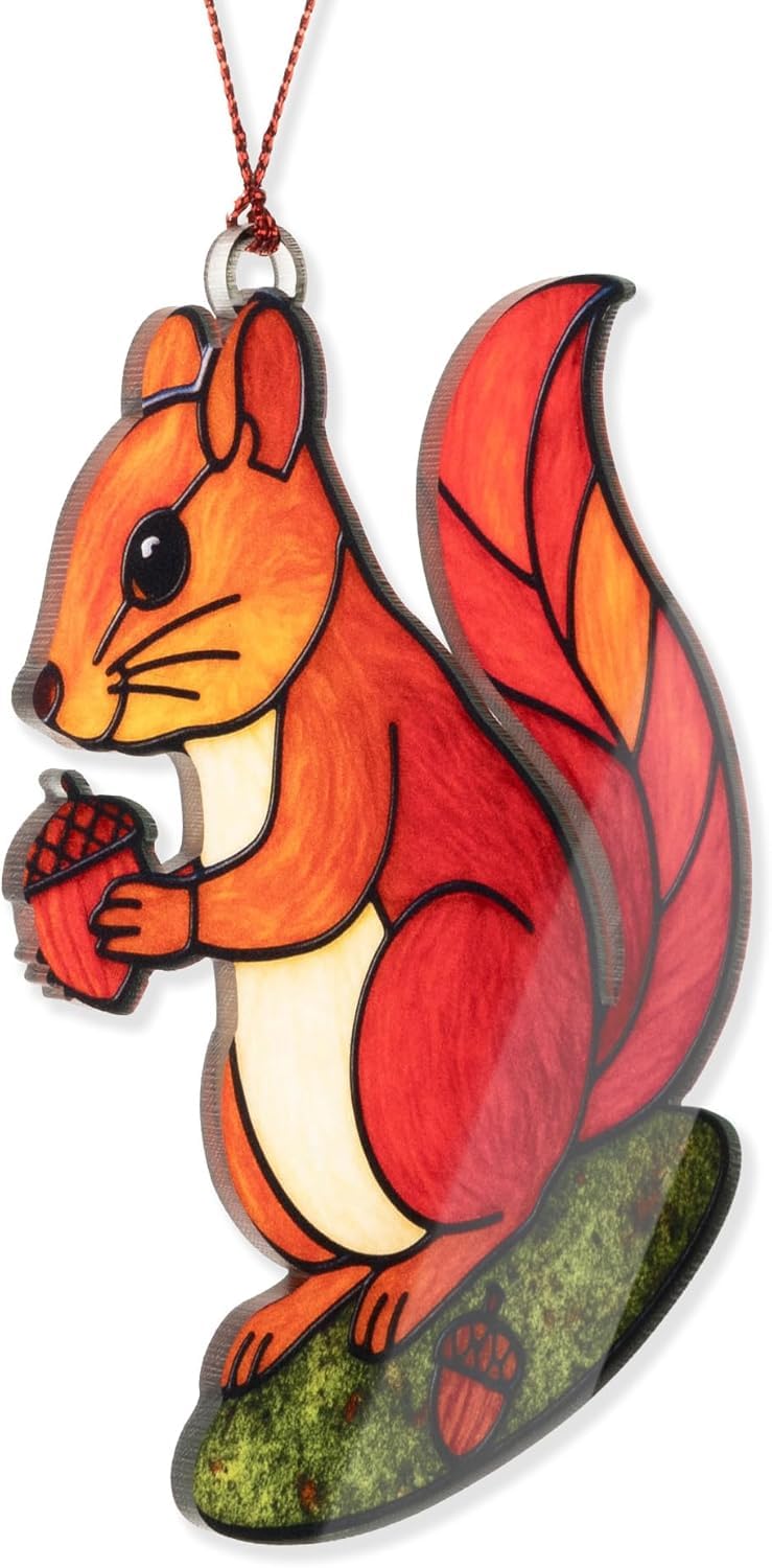 Squirrel Ornament for Tree, Squirrel Christmas Ornaments 2026, Animal Christmas Ornaments, Squirrel Gifts for Women, Woodland Creature Christmas Decor, Suncatcher Holiday Animal Ornaments for Tree