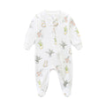 Baby Cotton Romper Boys Girls 2 Way Zip Up Long Sleeve Onesie Infant Outfits 3-6 Months Plant and Cat