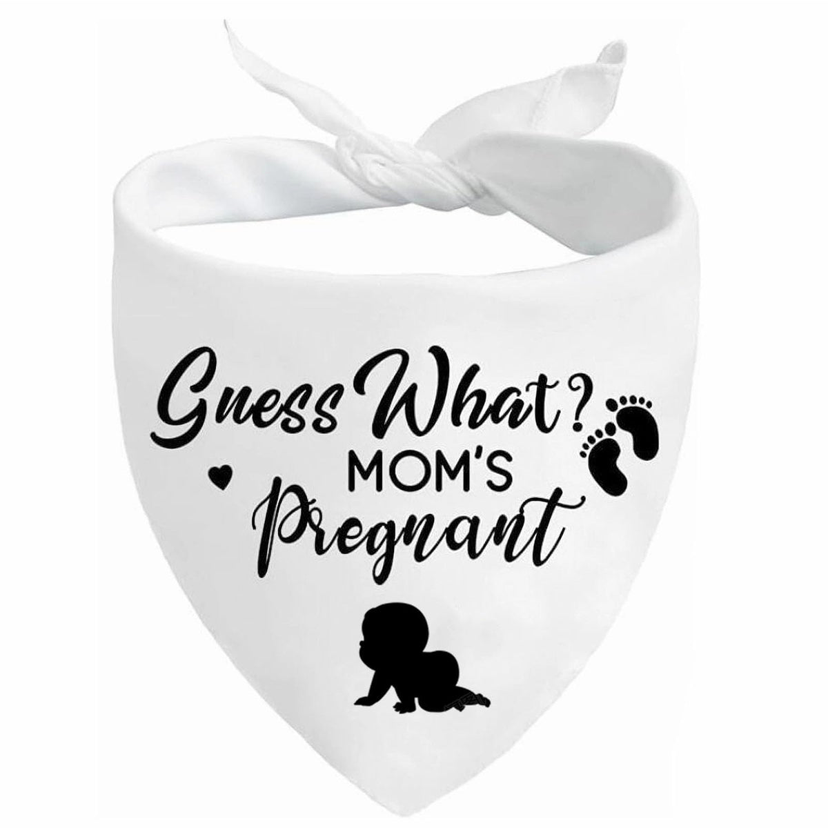 Pregnancy Announcement Dog Bandanas, Guess What? My Mom is Pregnant Reveal Scarf, Gender Reveal Photo Prop Pet Scarf Decorations Accessories, Baby Announcements Triangle Bandana for Dog Lovers, White