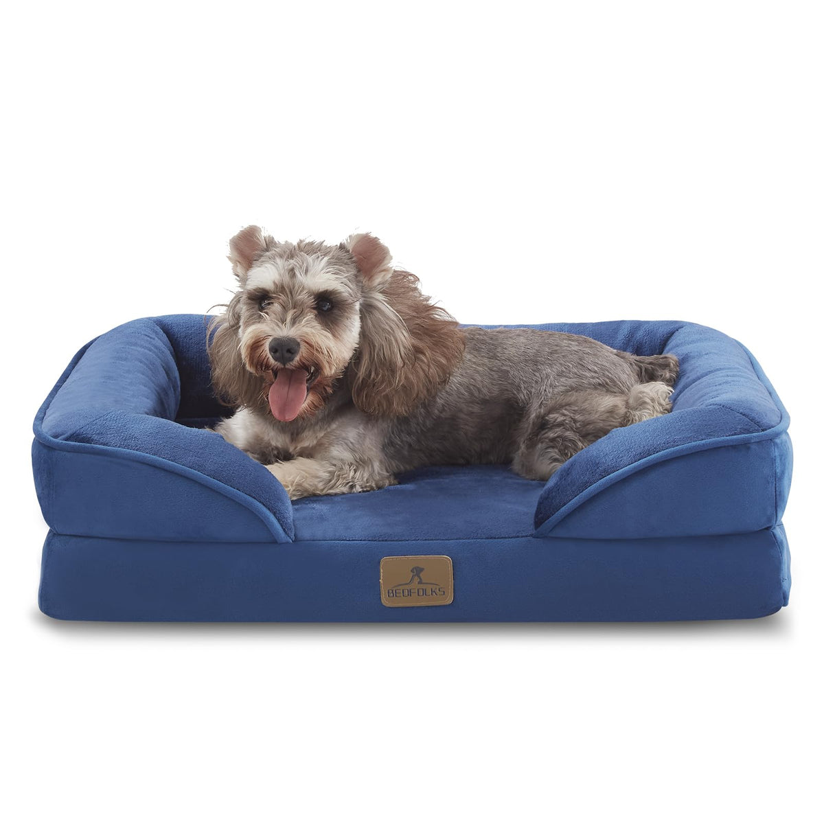 Bedfolks Orthopedic Dog Bed, Big Waterproof Dog Sofa Bed for Large Dogs, Egg Foam Pet Couch Bed with Removable Washable Cover and Nonslip Bottom, Black