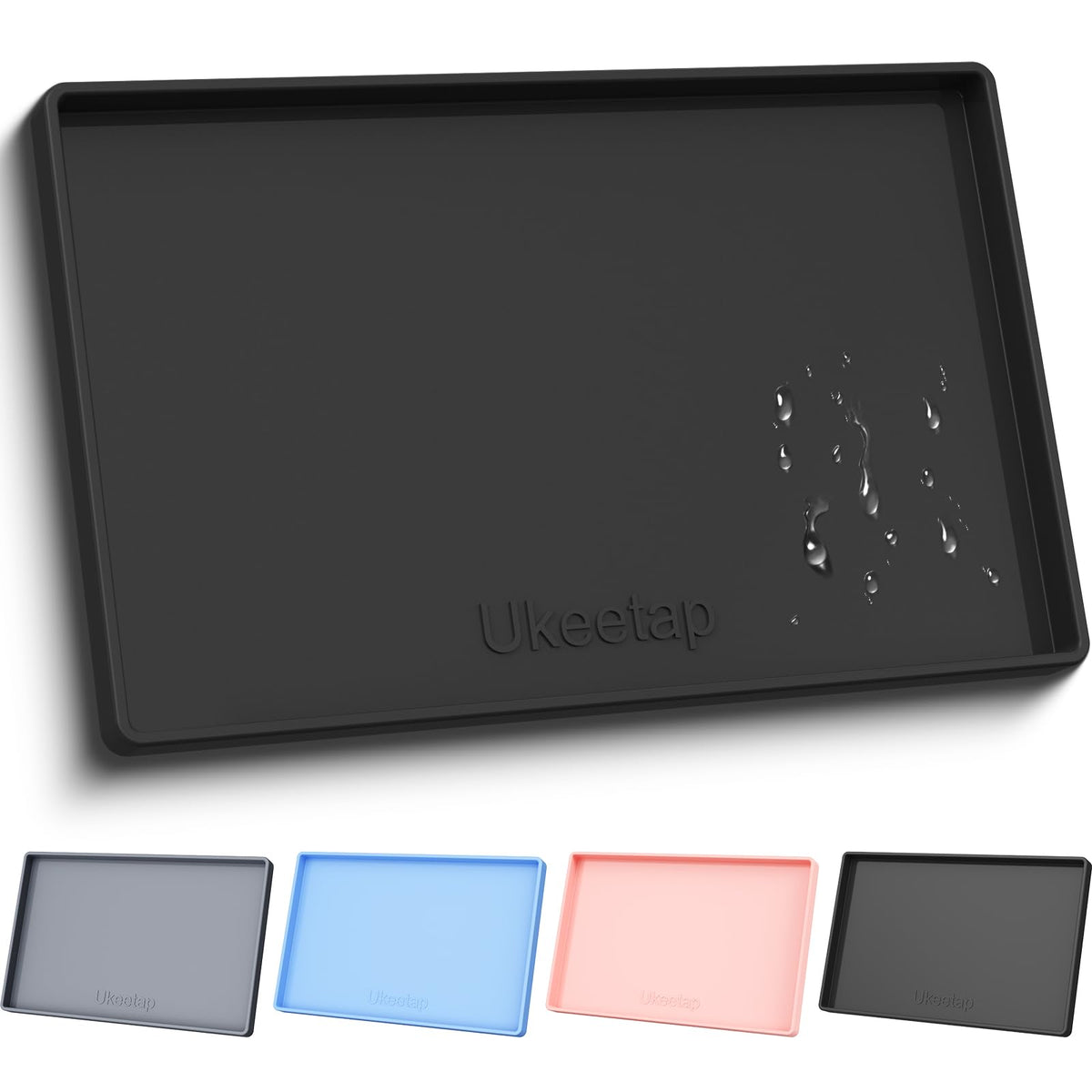 19" x 12" Extra Thick Silicone Mat Waterproof with Raised Edge, Blue