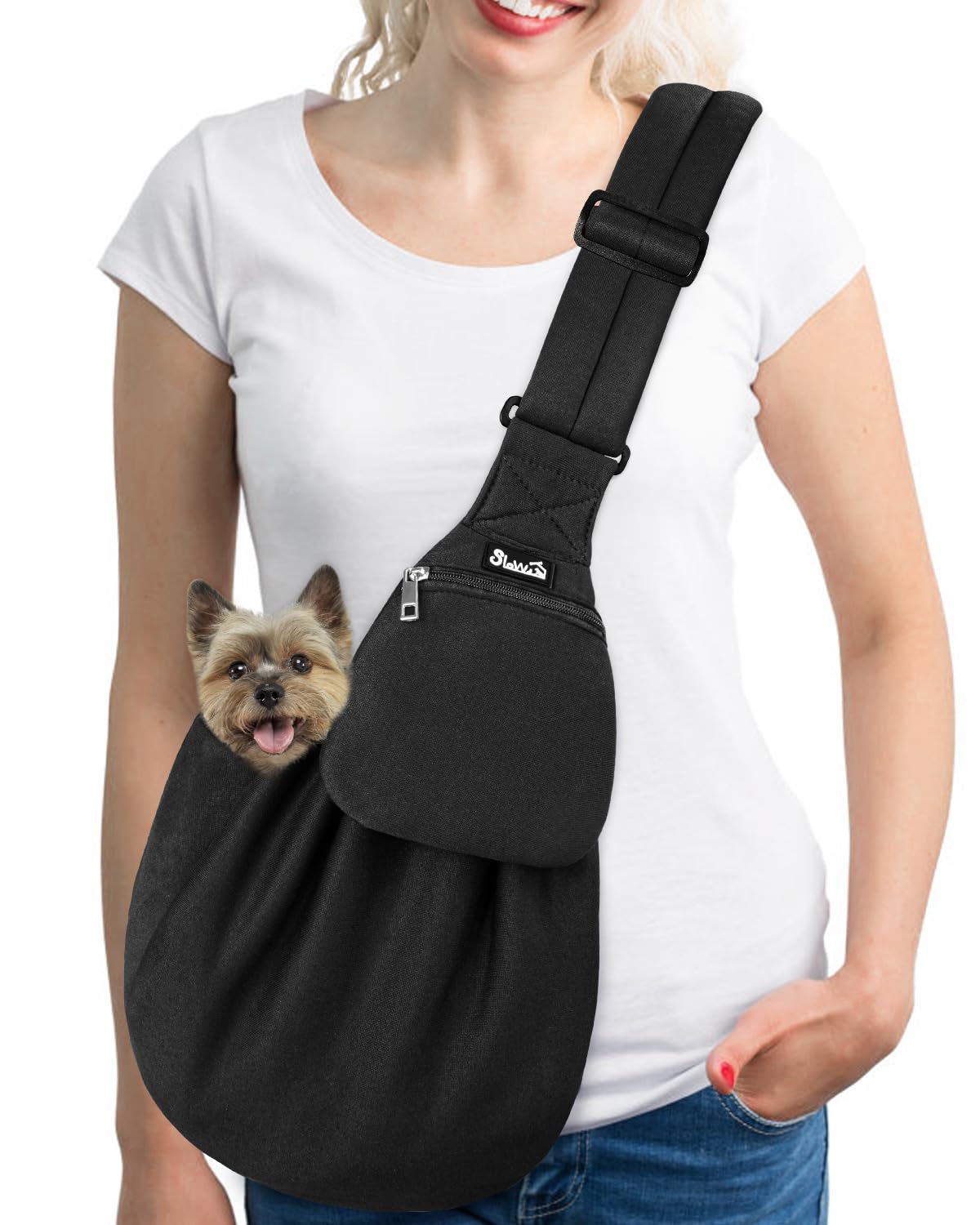 SlowTon Dog Carrier Sling - Thick Padded Shoulder Strap Adjustable, DGY S