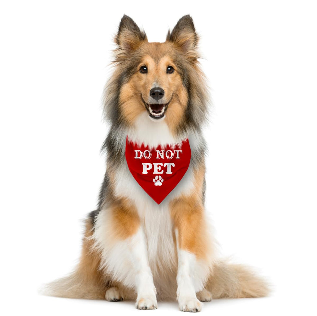 Do Not Pet Dog Bandana - Red Triangle Scarf, Funny Cute Pet Accessory, Gift for Dog Lover, for Small Medium Large Dogs (D37)