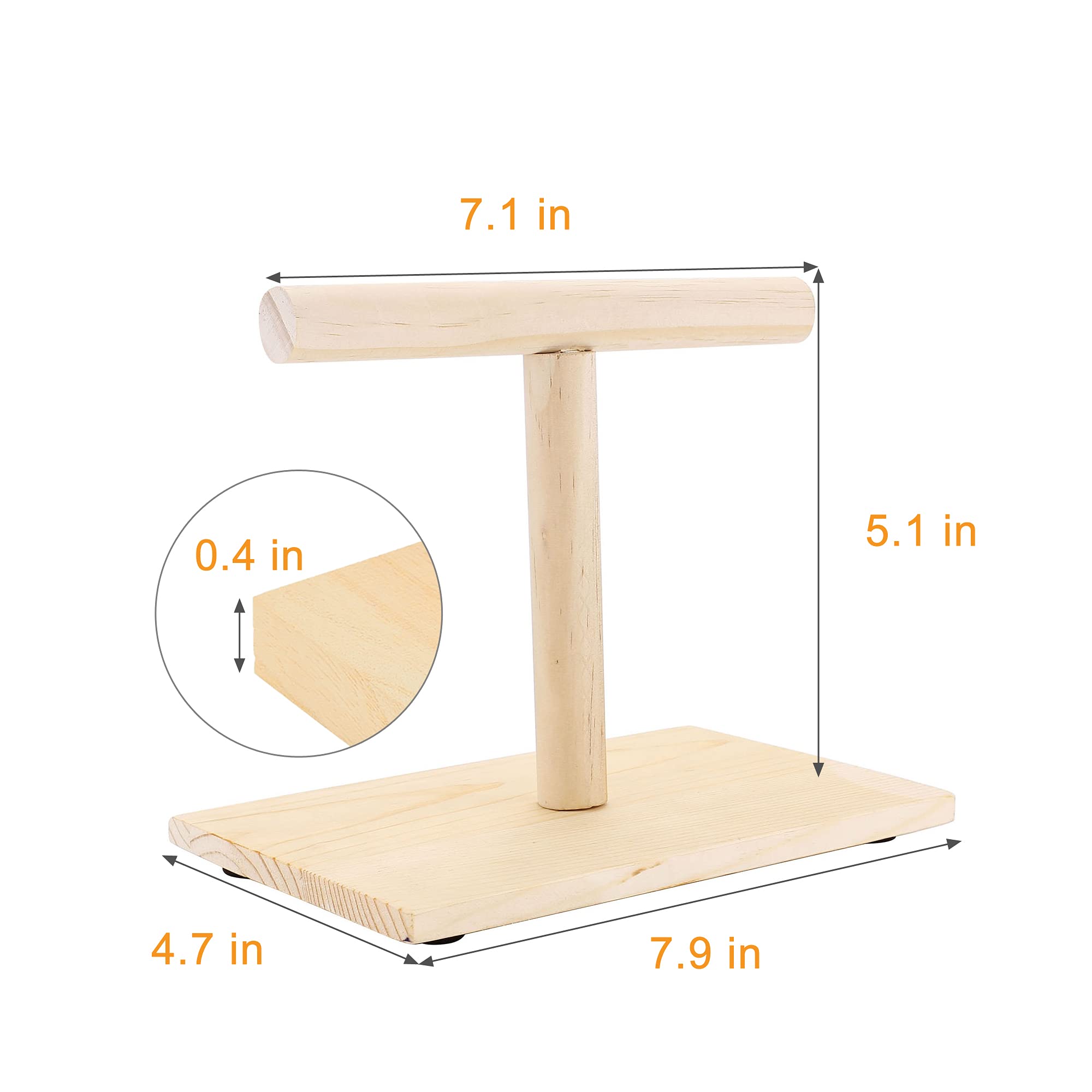 Filhome Wooden Bird Training Stand Portable Tabletop Bird Perch T-Stand