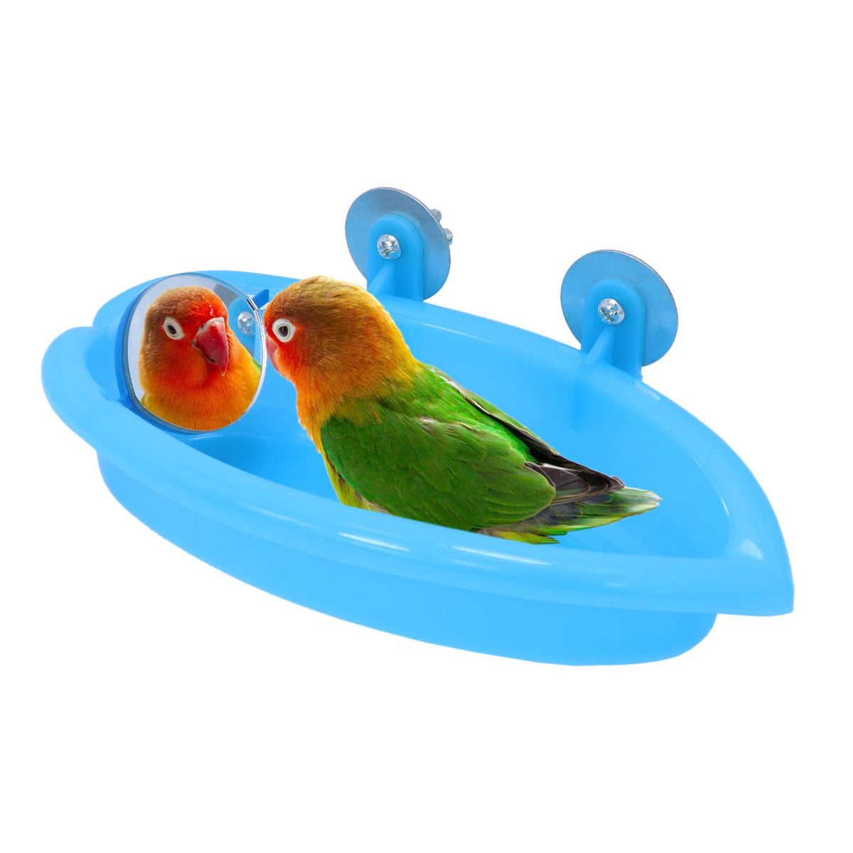 Wontee Bird Bath with Mirror for Small Birds Budgie Parakeet Cage, 2 Pcs