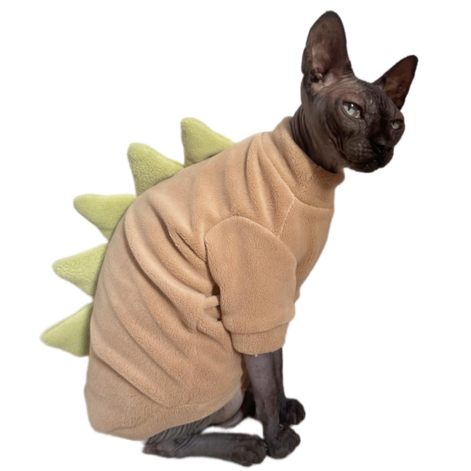 Khaki Dinosaur Sphynx Cat Clothes Sweater Hairless Cat Apparel
