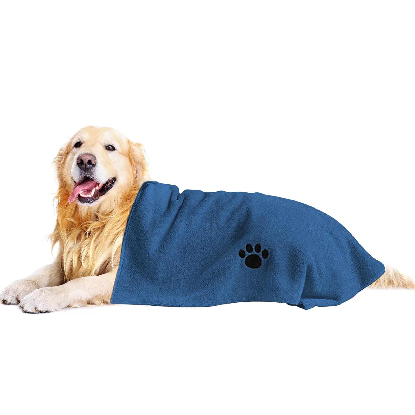Puomue Microfiber Dog Towels for Drying Dogs, Super Absorbent and Soft Pet Grooming Towel, 40 Inch X 23.6 Inch, Perfect for Large, Medium or Small Dogs, Blue