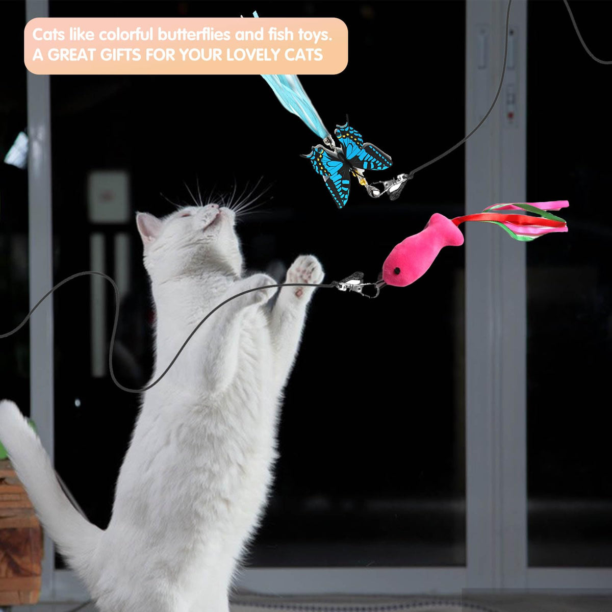 M JJYPET Retractable Cat Toy Wand 12 Packs Interactive Cat Feather Toys