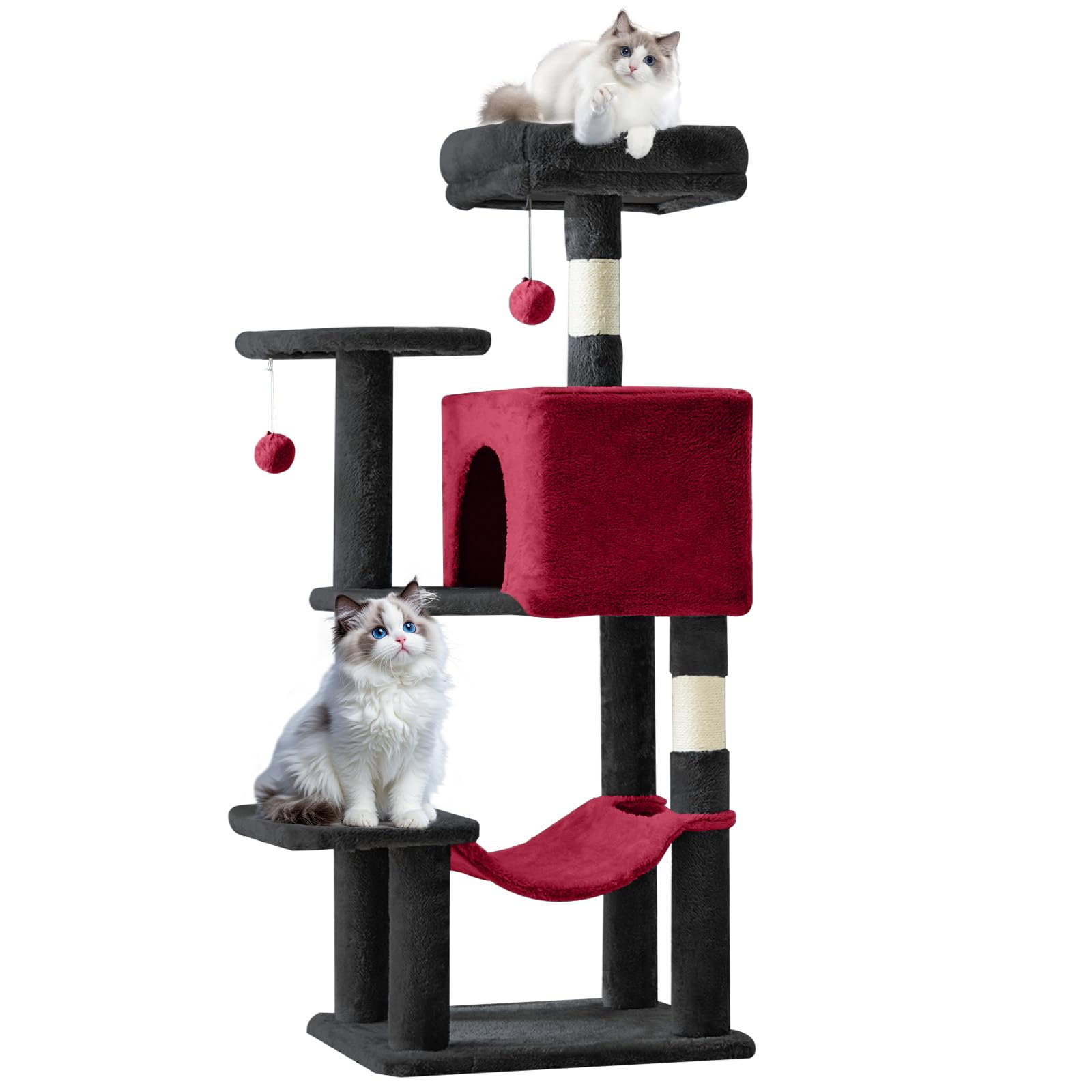 Sweetcrispy 44 Inch Cat Tree Tower for Indoor Cats and Kittens