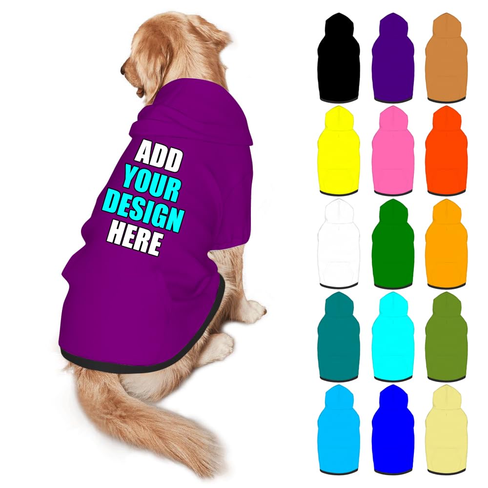 Mynvzrk Custom Dog Clothes with Photo Name Logo Personalized Dog Sweaters for Small Medium Large Dogs Breathable Warm, Gold, L