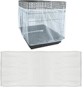 Aynaxcol Adjustable Birdcage Seed Feather Catcher Bird Cage Net Cover Soft Skirt Guard Birdcage Nylon Mesh Netting for Parrot (118 x 39.4 Inch) (White)
