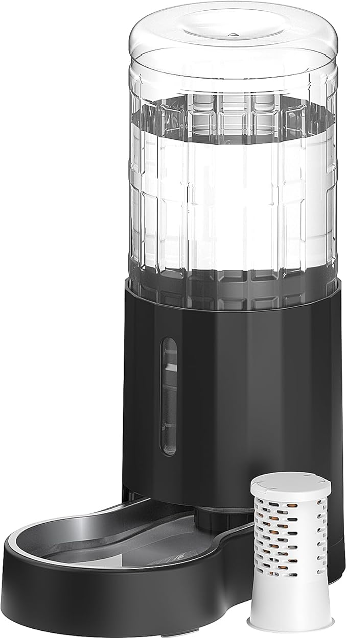 CZPET Dog Water Bowl Dispenser 9.5L, Wider Mouth Gravity Refilling (Black)