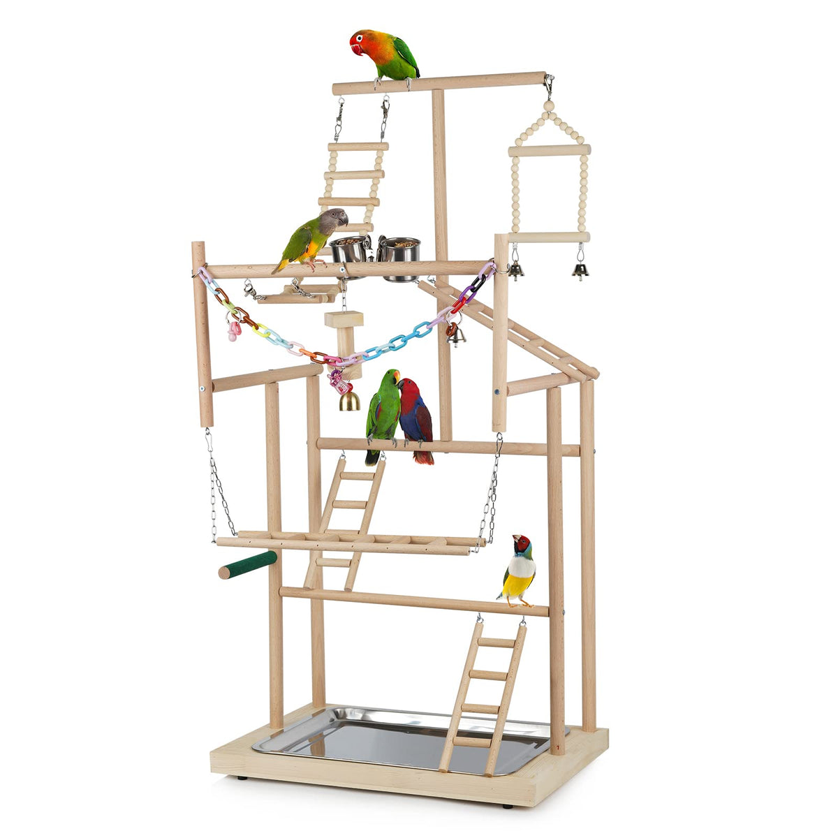 Ibnotuiy 4 Layers Wood Pet Parrot Playstand