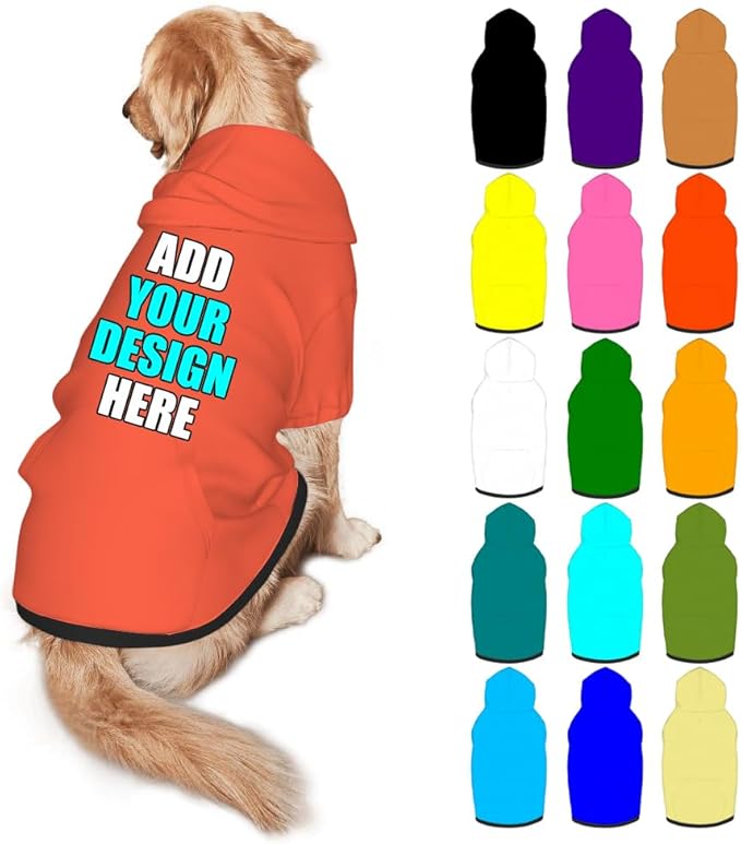 Custom Dog Hoodie Personalized Photo Text Logo Name Dog Clothes, Soft & Warm for Puppy Sweatshirt Hooded for Small Medium Large Dogs Girl/Boy Cats/Kitten, Tomato, S