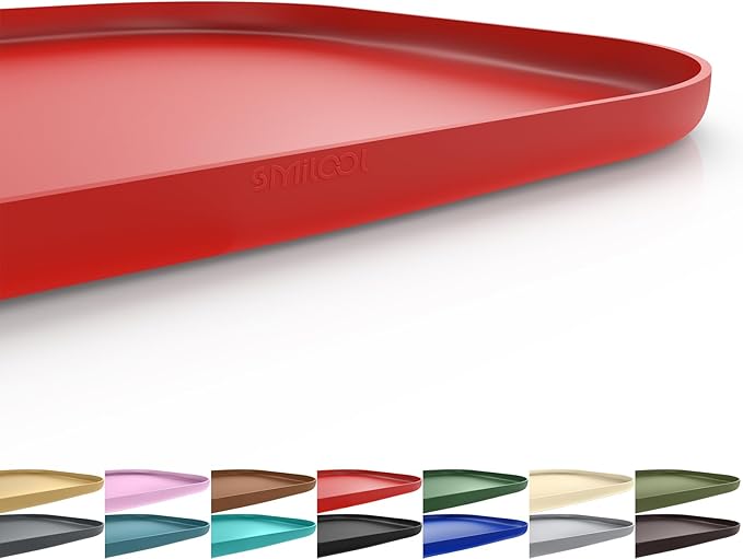 SMILOOL Silicone Pet Feeding Mat with Raised Edge for Food and Water, Dog Bowl Mats, Cat Bowls Placemat with High Lip for Floor Waterproof, Rubber Tray for Cats and Dogs 24 x 16 x 0.8 Dark Grey