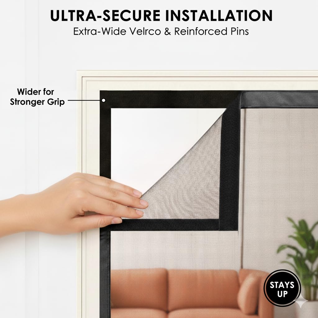 CANLENE Premium Magnetic Screen Door, Heavy-Duty Reinforced Mesh, Ultra-Dense Weave, Smooth Auto-Close, Pets & Kids – Hands-Free, No-Gap Seal