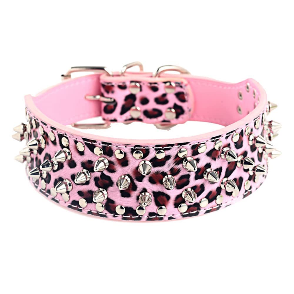 Serijoars Spiked Studded Dog Collar, PU Leather Dog Collar, Adjustable Pet Collars for Medium or Large Breed Pet (S, White1)
