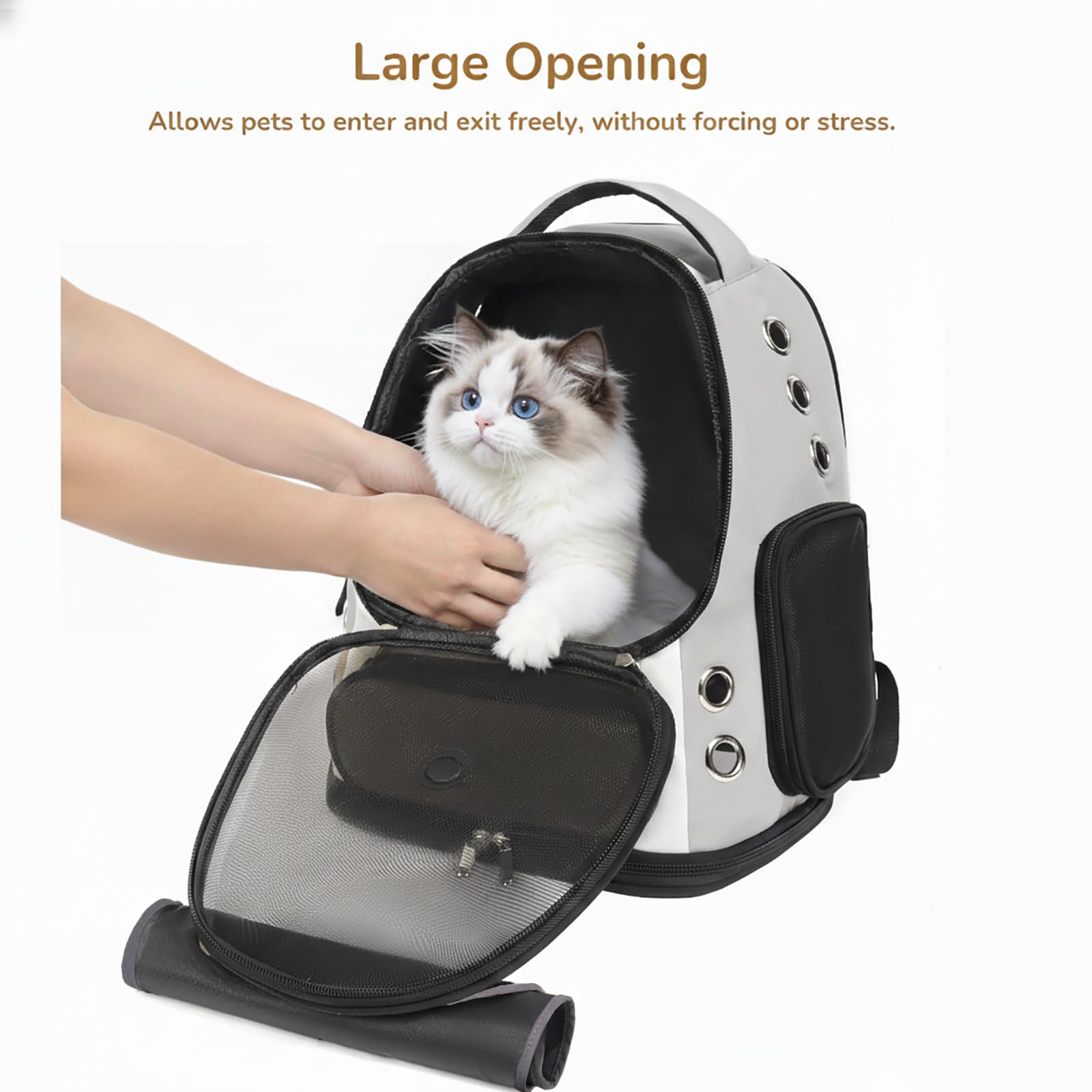 GixDix Cat Backpack Carrier, TSA Airline Approved Pet Travel Bag for Small Medium Dogs, Ventilated Hiking Camping Backpack for Cats, Kitten and Puppy up to 18 lbs, Gray Mesh