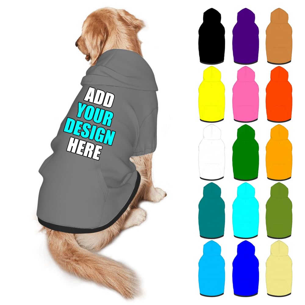 Mynvzrk Custom Dog Clothes with Photo Name Logo Personalized Dog Sweaters for Small Medium Large Dogs Breathable Warm, Gold, L