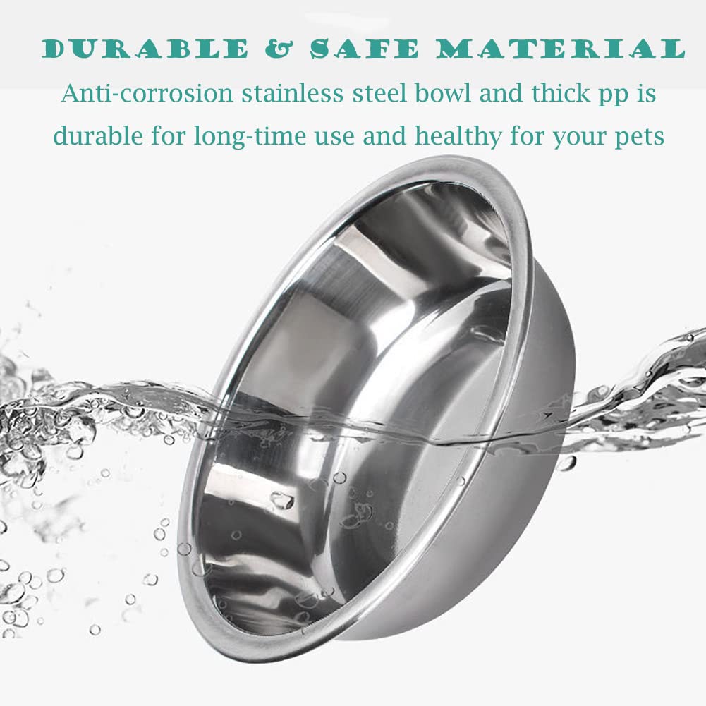 JiangYanus Double Dog Cat Bowls, No-Spill Pet Water and Food Bowl Set