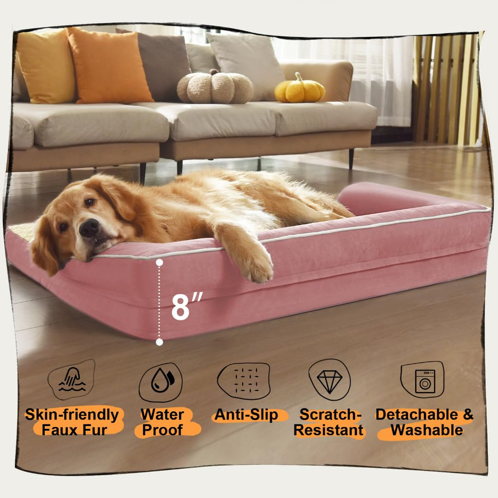 MEKIY Orthopedic XL Dog Bed with Bolster for Extra Large Size Dogs