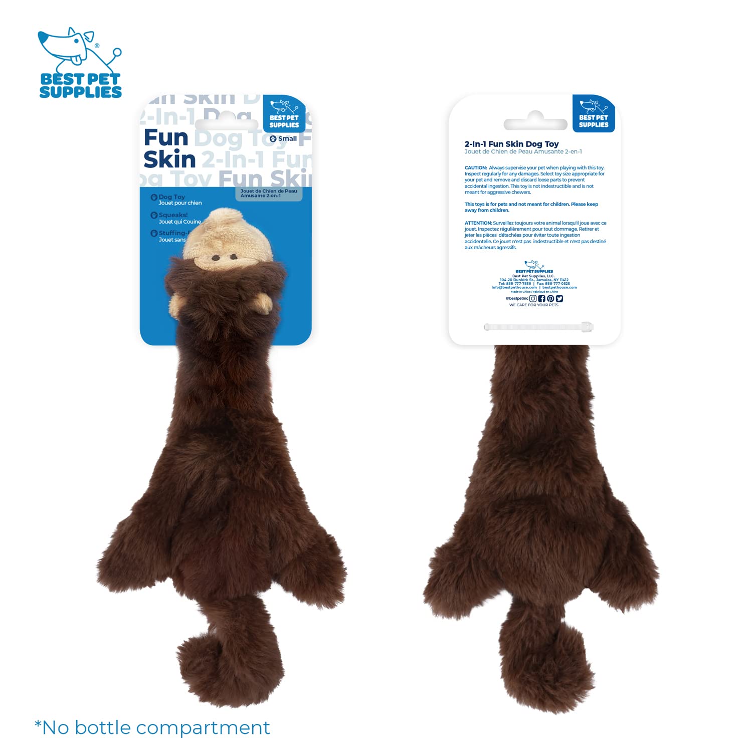 Best Pet Supplies Squeaky Dog Toys with Soft Durable Fabric for Small, Medium and Large Pets Interactive Toy for Indoor Play, Supports Active Biting and Play - Monkey, Small