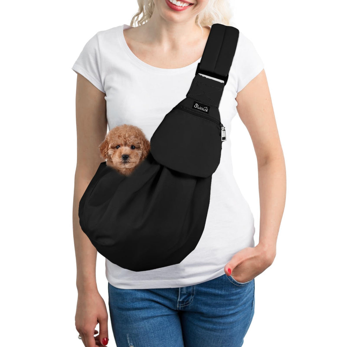 SlowTon Dog Carrier Sling - Thick Padded Shoulder Strap Adjustable, DGY S