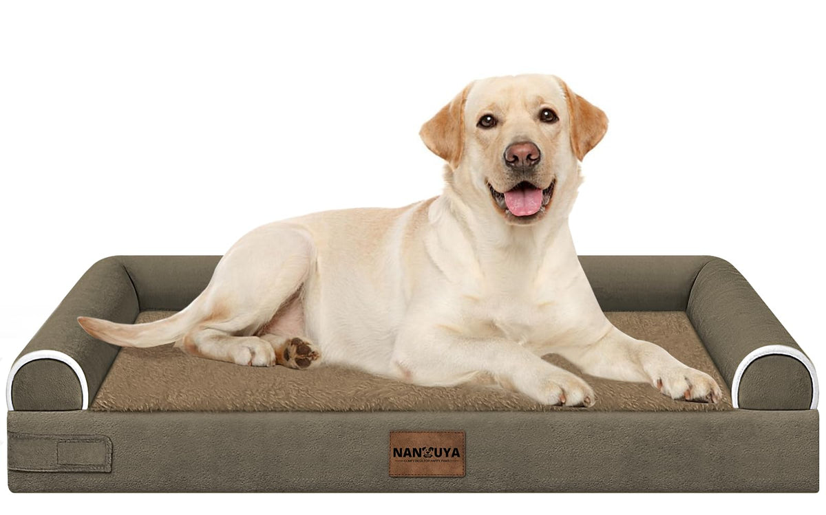 NANUYA Orthopedic Dog Bed for Jumbo Dogs, 48 x 33 Inch, Light Grey