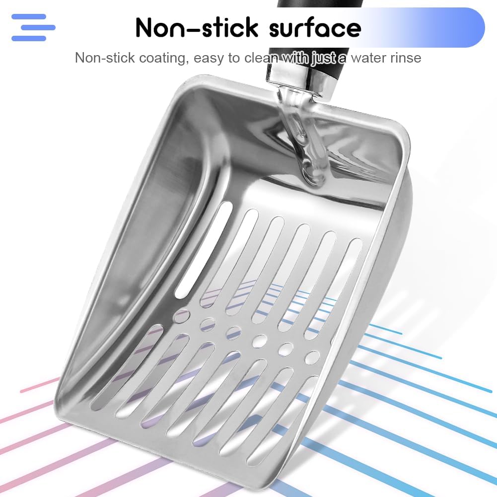 NewGF Stainless Steel Cat Litter Scoop,Metal Cat Litter Scoop,Kitty Metal Scooper,Sturdy Mesh Scooper