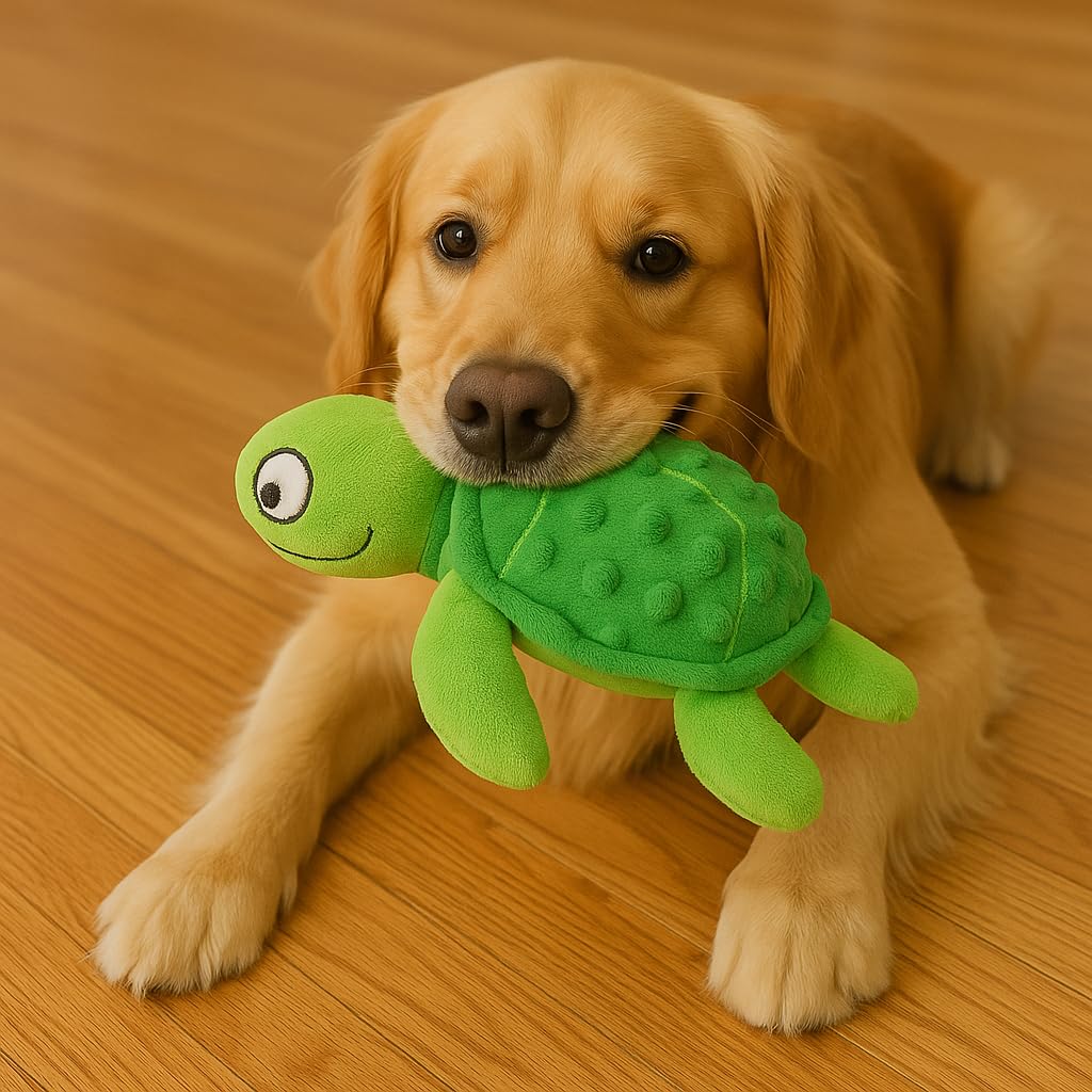 PandySarp Plush Turtle Dog Toy with Squeaker for Small Dogs and Puppies