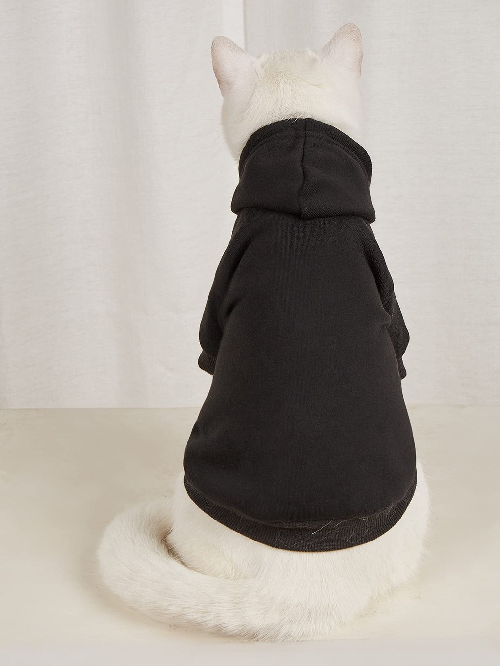 QWINEE Basic Dog Hoodie Sweatshirt Puppy Sweater Warm Cat Costumes Pet Clothes for Chihuahua Puppy Kitten Small Medium Dogs Black Large