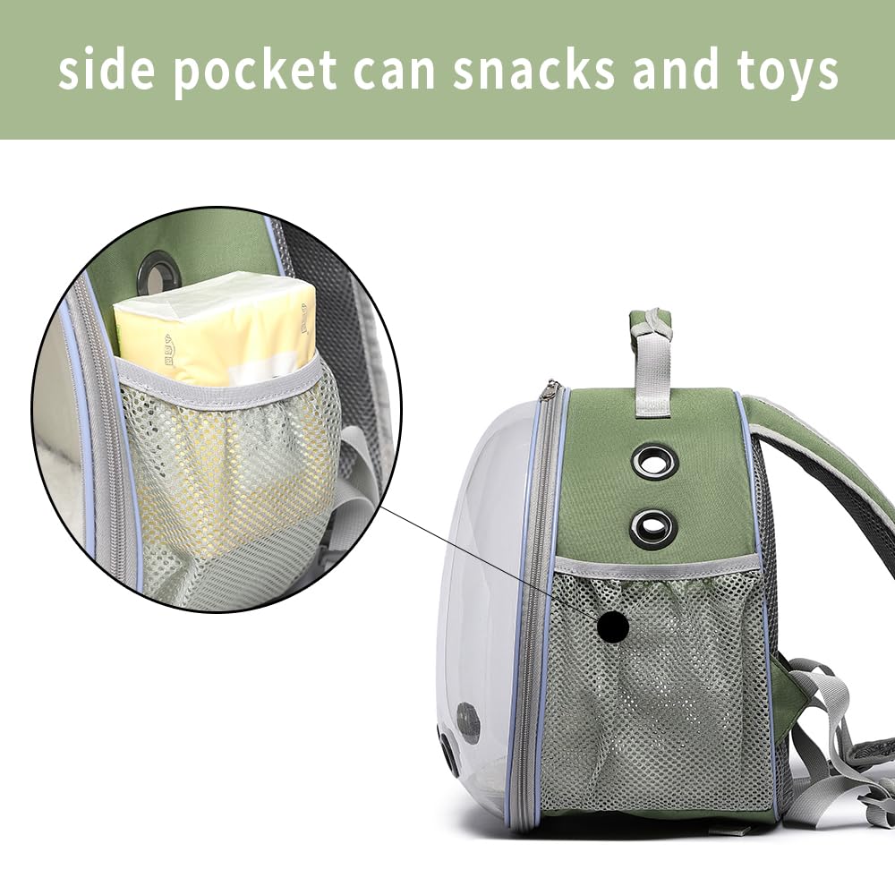 Bunny Carrier, Guinea Pig Carrier,Small Animal Carrier Backpack for Rabbit,Bearded Dragon, Lizard,Hamster,Kitten. Breathable Pet Travel Cage Bag (Army Green)