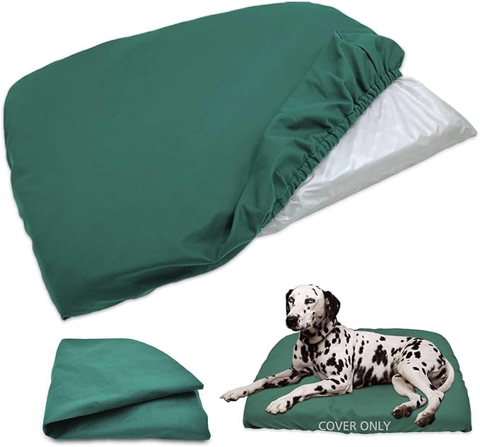 Dog Bed Cover Waterproof Replacement Machine Washable Covers for 24x18 Inch Dog Bed Heavy Duty Scratch Resistant Mattress Protector Pet Bed Cover Only Dark Green